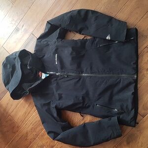 Columbia Women's Black Jacket with Detachable Hood and Zippered Pockets - Size M